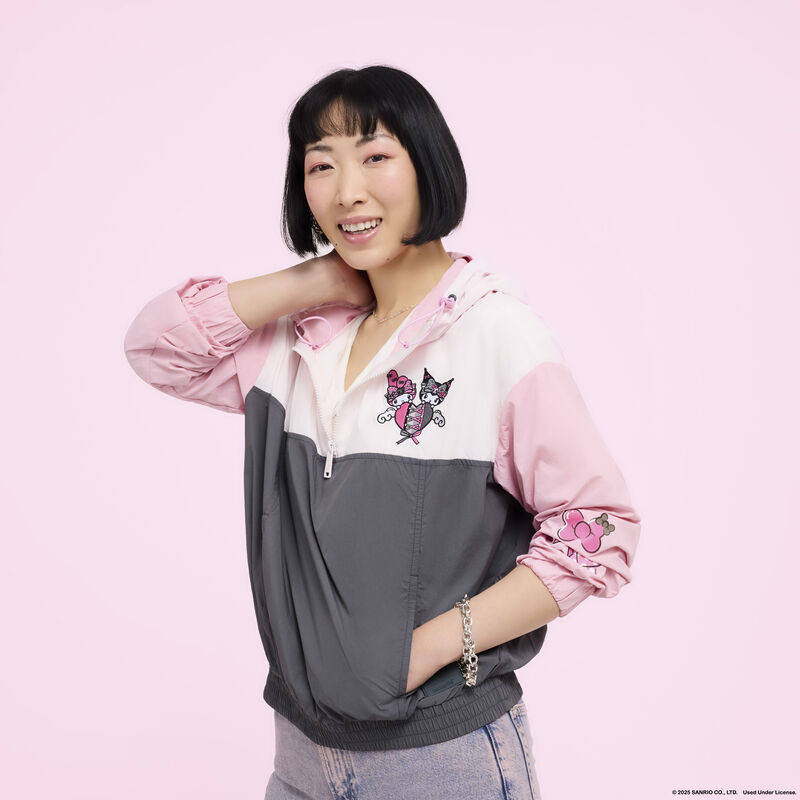 Sanrio Kuromi & My Melody Half-Zip Unisex Windbreaker Jacket LFlifestyle2 view 3